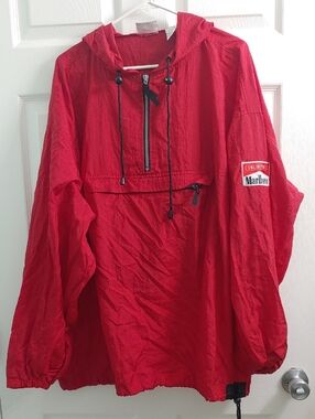 Vintage 90s Marlboro Quarter Zip Poncho Red Rain Jacket Unisex Size XXL